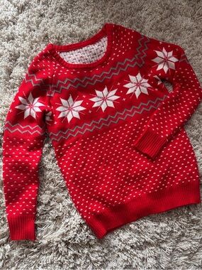 Red Snowflake Pattern “Ugly Christmas Sweater”